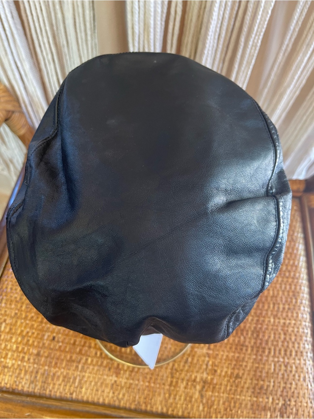 vintage black leather newsboy cap Gatsby hat baker boy hat sturdy brim cabbie - Picture 9 of 14